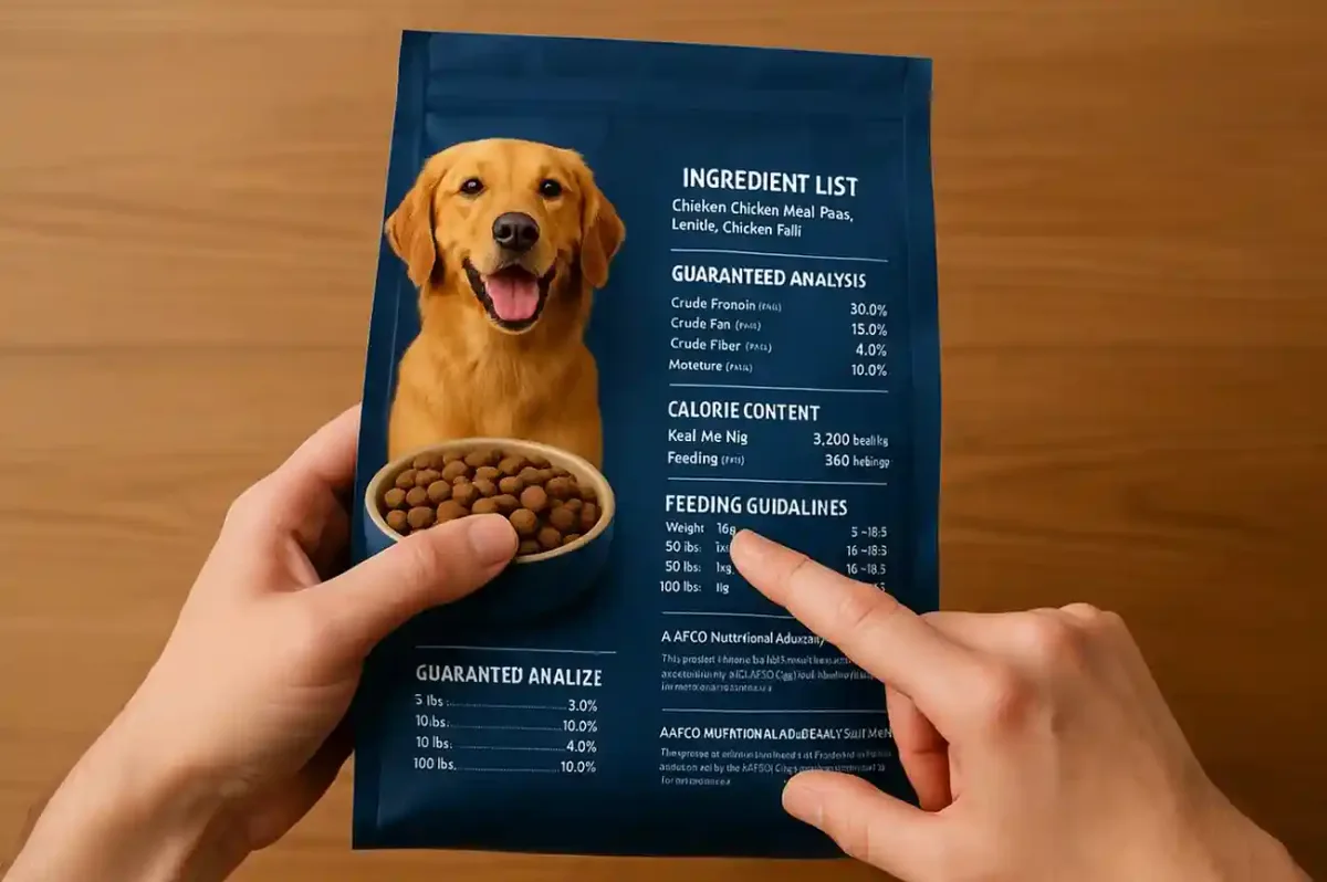 dog food label crude protein